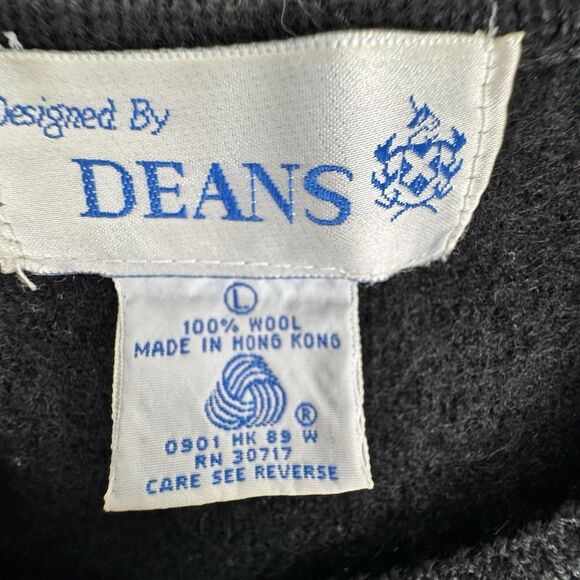 Vintage Womens Thick Wool Cardigan Jacket Large Black Stretch Old Money Preppy - Picture 12 of 16